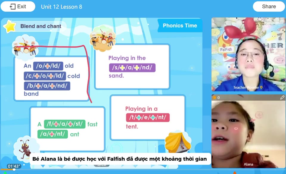Buổi học tiếng Anh online 1 kèm 1 của Bé Alana, 9 tuổi tại PalFish