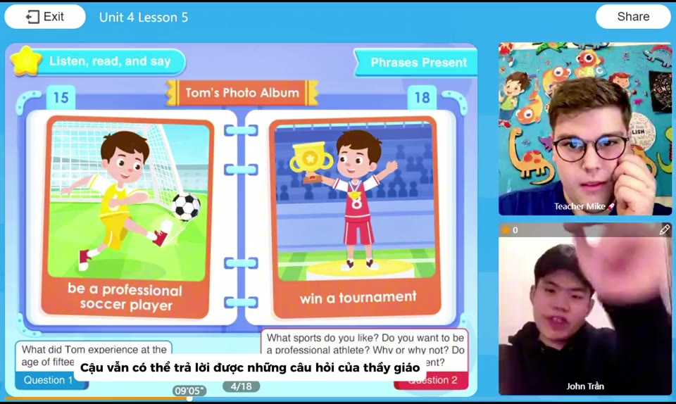 Buổi học tiếng Anh online 1 kèm 1 của John, 15 tuổi tại PalFish