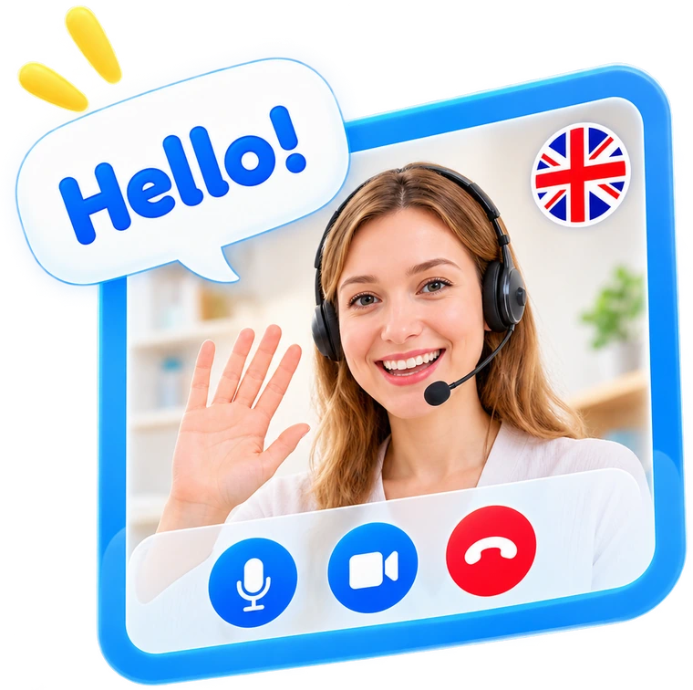Giáo viên quốc tế PalFish chào bé qua lớp học video